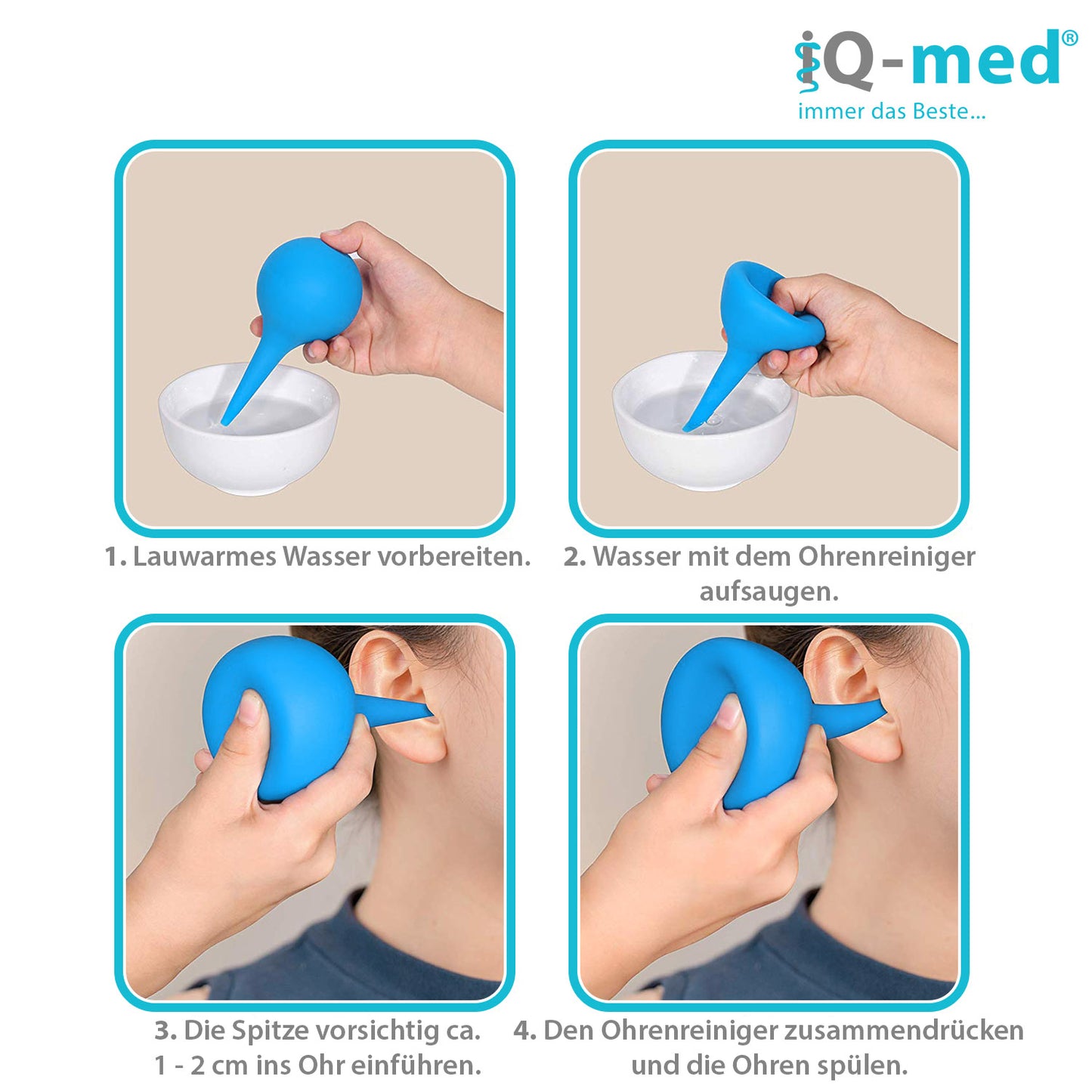 iQ-med Ohrenreiniger 200ml | Ohrenschmalzentferner aus medizinischem Silikon | Ohrendusche